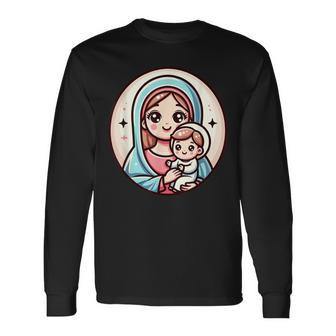 Vierge Marie Etaint Enfantersion Kawaii T-shirt à manches longues - Cadeauxyz