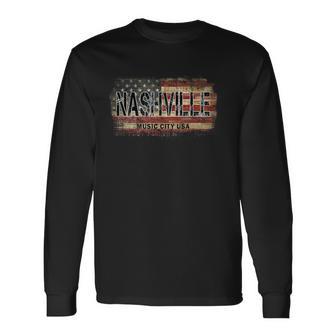 Vintage American Flag Nashville Long Sleeve T-Shirt - Thegiftio UK