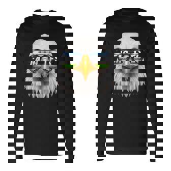 Vintage Bald Eagle With Sunglasses Retro Graphic Eagle Long Sleeve T-Shirt | Seseable FR