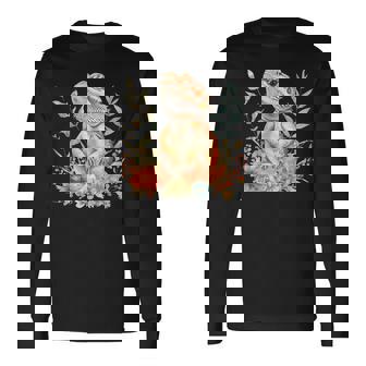 Vintage Bearded Dragon Floral Nature Lizard Reptile Lover Long Sleeve T-Shirt - Monsterry