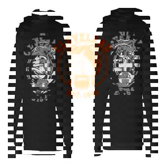 Vintage Cleveland Football Dog Long Sleeve T-Shirt | Mazezy