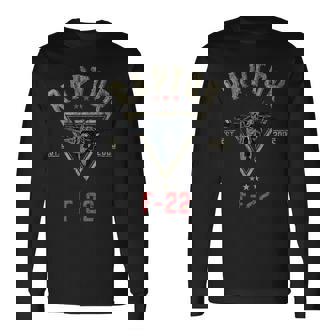 Vintage F-22 Raptor Fighter Jet Aircraft Veteran Long Sleeve T-Shirt | Mazezy