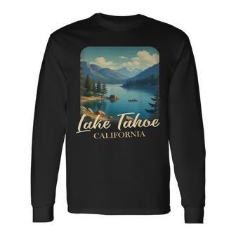 Vintage Lake Tahoe California Mountain Retro Long Sleeve T-Shirt - Thegiftio UK