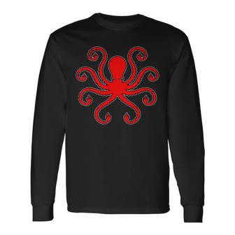 Vintage Octopus Octopus Middle Fingers Long Sleeve T-Shirt - Thegiftio UK