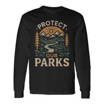 Vintage Protect Our Parks Mountain Long Sleeve T-Shirt - Monsterry