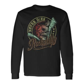 Vintage Rockabilly Kull Guitar Regalo Per Rockstars Maglietta a maniche lunghe - Novitaregali
