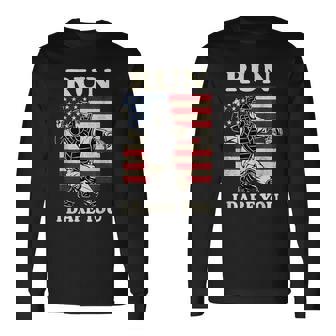 Vintage Run Steal I Dare You Baseball Fans Catcher Usa Flag Long Sleeve T-Shirt | Seseable CA