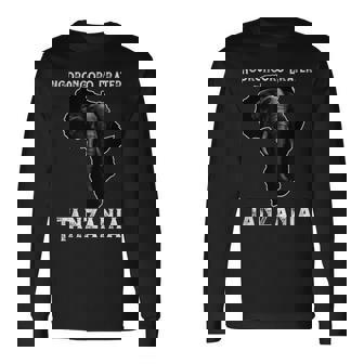 Vintage Sunset Elephant Safari Ngorongoro Crater Tanzania Long Sleeve T-Shirt | Mazezy