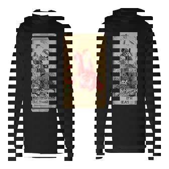 Vintage Tarot Card Death Xiii Angel Skull Dead Reaper Grim Long Sleeve T-Shirt | Mazezy