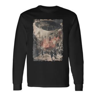 Vintage Ufo Uap Invasion Alien Krieg Armageddon Ufo Langarmshirts - Geschenkecke