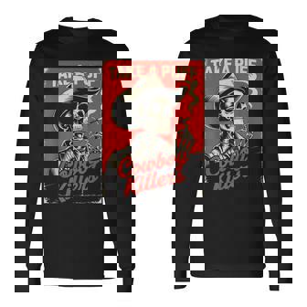 Vintage Western Skeleton Cowboy Take A Puff Long Sleeve T-Shirt - Thegiftio