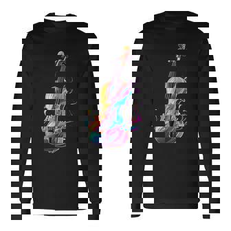 Violin Player Tie-Dye Violinist Musical Instrument Orchestra Long Sleeve T-Shirt | Mazezy