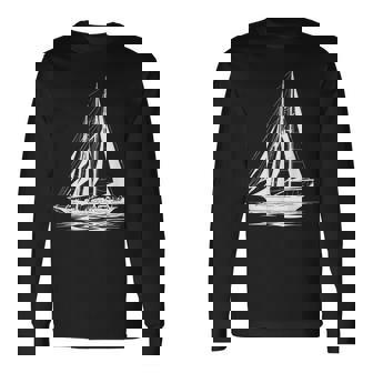 Voilier Nautiqueintageilhouette T-shirt à manches longues - Cadeauxyz