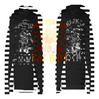 Wait Your Turn Thanksgiving Turkey Santa Christmas Long Sleeve T-Shirt - Thegiftio