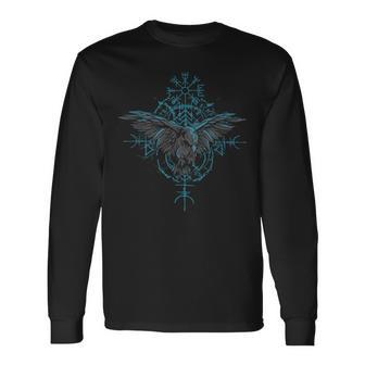 Walhalla Rabe Raben Odins Runen Nordischer Kompass Wikinger Langarmshirts - Geschenkecke