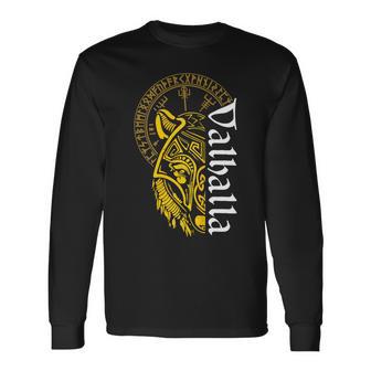 Walhalla Wolf Maske Odin Runen Nordischer Kompass Wikinger Langarmshirts - Geschenkecke