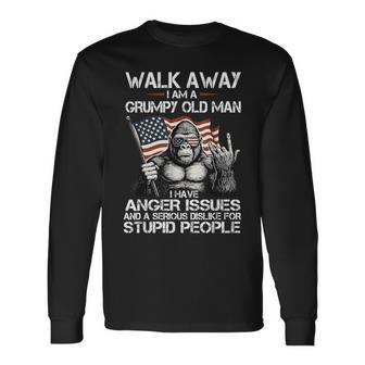 Walk Away I Am A Grumpy Old Man I Have Anger Issue Sasquatch Long Sleeve T-Shirt | Seseable UK