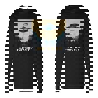 I Want To Believe ヴィンテージ Ufo エイリアン クラフト 夢の出会い 長袖Tシャツ - Kawaiitshirt