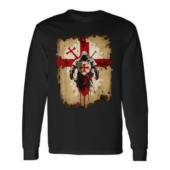 A Warrior Of Christ Knights Templar Distressed Cross Long Sleeve T-Shirt | Seseable UK
