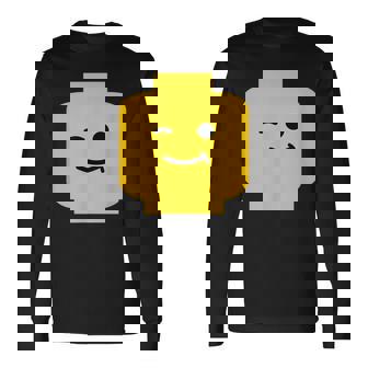 Winking Winky Face ミニフィグ ブリックトイtシャツ 長袖Tシャツ - Kawaiitshirt