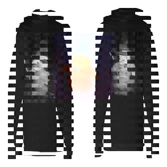 Wizard Cat Meme Vintage Halloween Long Sleeve T-Shirt | Mazezy