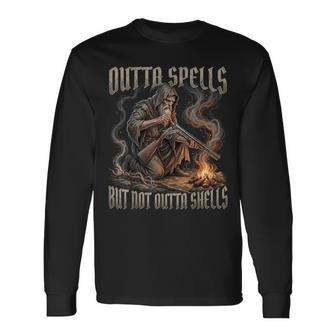 Wizard Outta Spells But Not Outta Shells Rpg Gaming Fan Long Sleeve T-Shirt - Thegiftio UK