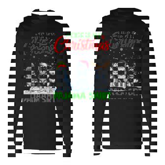 Xmas Santa Hat Reindeer Siberian Husky Dog Christmas Pajama Long Sleeve T-Shirt | Mazezy