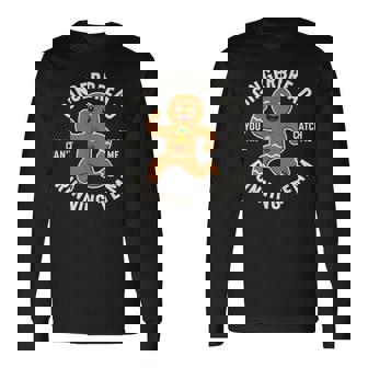 Xmax Running Gingerbread Man Costume Running Team Christmas Long Sleeve T-Shirt - Thegiftio