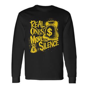 Yellow Real Ones Move In Silence Color Graphic Long Sleeve T-Shirt - Thegiftio UK