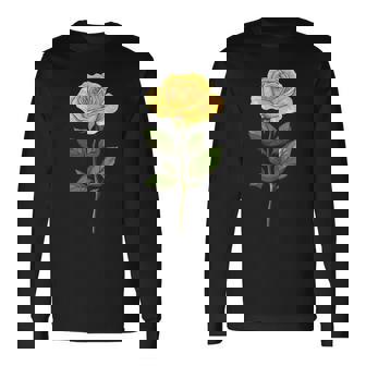 Yellow Rose Graphic Long Sleeve T-Shirt - Monsterry