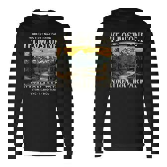 Yellowstone National Park Vintage Hiking Camping Long Sleeve T-Shirt | Seseable CA