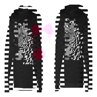 Zebra Wearing Glasses And Blowing Pink Bubble Gum Long Sleeve T-Shirt - Monsterry