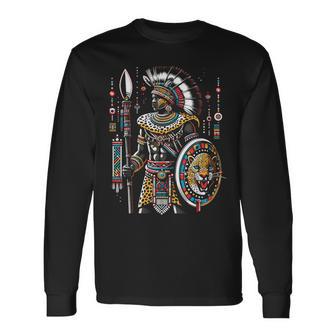 Zulu Warrior Africa Stemi Apparel Zulu Warrior African Ethnic Tribe Zulu Kingdom Long Sleeve T-Shirt - Thegiftio