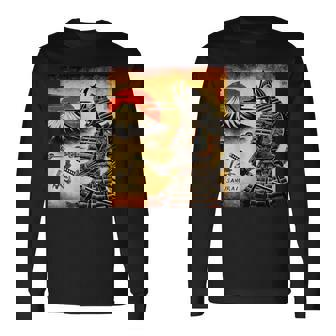 「夜明けの富士山と壮大な侍戦士」 長袖Tシャツ - Kawaiitshirt