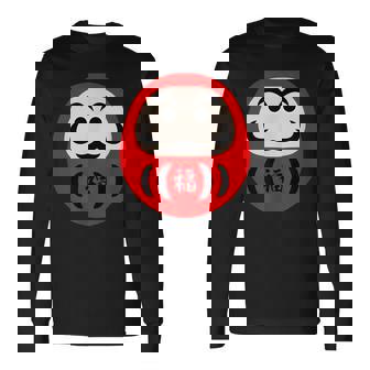 【だるま 福】面白い おもしろ 文字入り 開運グッズ 運気アップ 縁起物 ラッキー 和柄 ネタ ウケ狙い 日本 お土産 長袖Tシャツ - Kawaiitshirt