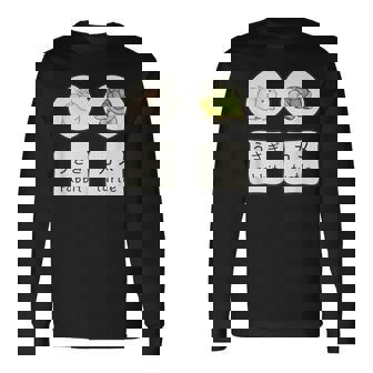 うさぎと亀の日本語かなと英単語かわいい 長袖Tシャツ - Kawaiitshirt