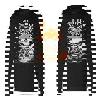 うどんが大好き カワイイきつねとうどん麺 長袖Tシャツ - Kawaiitshirt