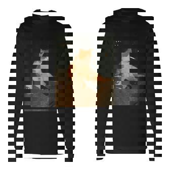 おもしろタバコ 子猫 喫煙 バカ ミーム ブレイン 長袖Tシャツ - Kawaiitshirt