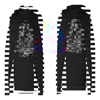 くま Dj ビートメーカー ターンテーブル Dj くま ダンス 音楽 熊の恋人 長袖Tシャツ - Kawaiitshirt