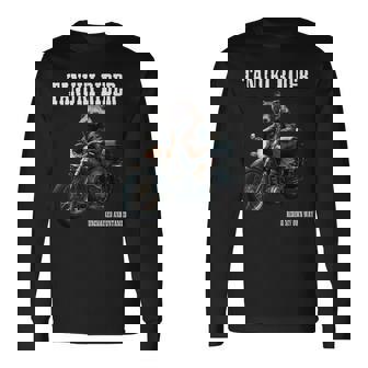 たぬきライダー バイク ビンテージ かっこいいタヌキ 狸 おもしろ 日本 動物 ユニーク オートバイ 乗り物 長袖Tシャツ - Kawaiitshirt