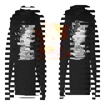 わがまま猫 ねこ ラーメン好き かわいい おもしろ マンガ 長袖tシャツ 長袖Tシャツ - Kawaiitshirt