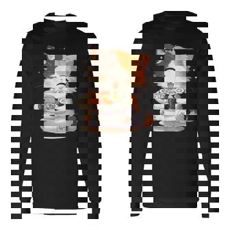 わがまま猫 寿司ねこ ラーメン好き かわいい おもしろ マンガ 長袖Tシャツ - Kawaiitshirt