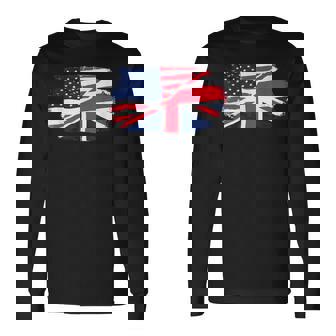 アメリカの国旗-ユニオンジャック-イギリスの国旗 Usa Flag Union Jack Uk Flag 長袖Tシャツ - Kawaiitshirt