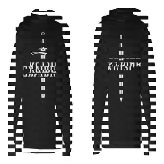 エクスカリバー アーサー王の石の中の伝説の剣 長袖Tシャツ - Kawaiitshirt