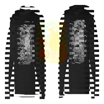 エレガントなガーデンフローラルに囲まれたヴィンテージシャム猫 長袖Tシャツ - Kawaiitshirt