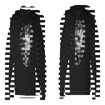 オオカミ 動物 モチーフ イラスト オオカミ 長袖tシャツ 長袖Tシャツ - Kawaiitshirt