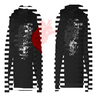 オートバイ エンジン バイカー アンチバレンタインデー 面白いグラフィック 長袖tシャツ 長袖Tシャツ - Kawaiitshirt