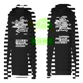 カメさん 亀《Kame》ミドリガメ【どうぶつフレンズ】水族館 ゆるくて かわいい キャラクター イラスト 長袖Tシャツ - Kawaiitshirt