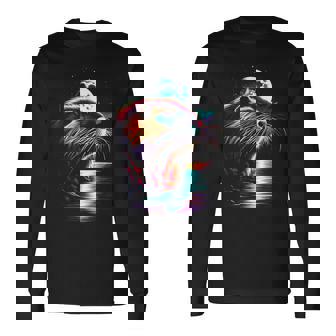 カラフル ヌートリア スピリット 動物 かっこいい イラスト アート 長袖Tシャツ - Kawaiitshirt