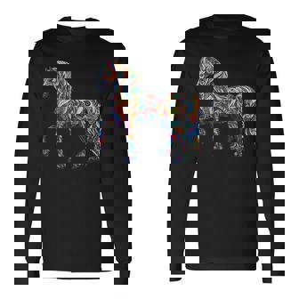 カラフルな抽象的な馬 長袖Tシャツ - Kawaiitshirt